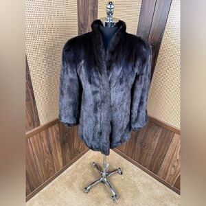 FABIANI ROMA MADE IN USA BLACK RANCH MINK FUR COAT JACKET SIZE MEDIUM